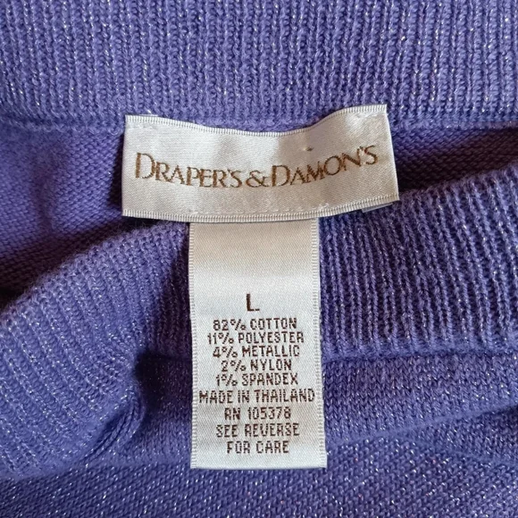 Vintage Draper's & Damon's Purple Knit Metallic Skirt / Size Large - Picture 7 of 10